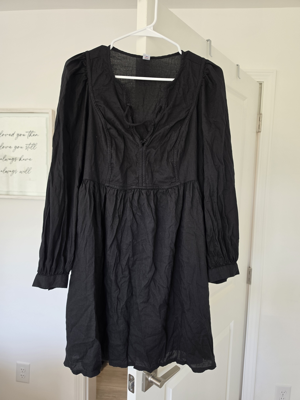 Old Navy Black Long Sleeve Peasant Dress